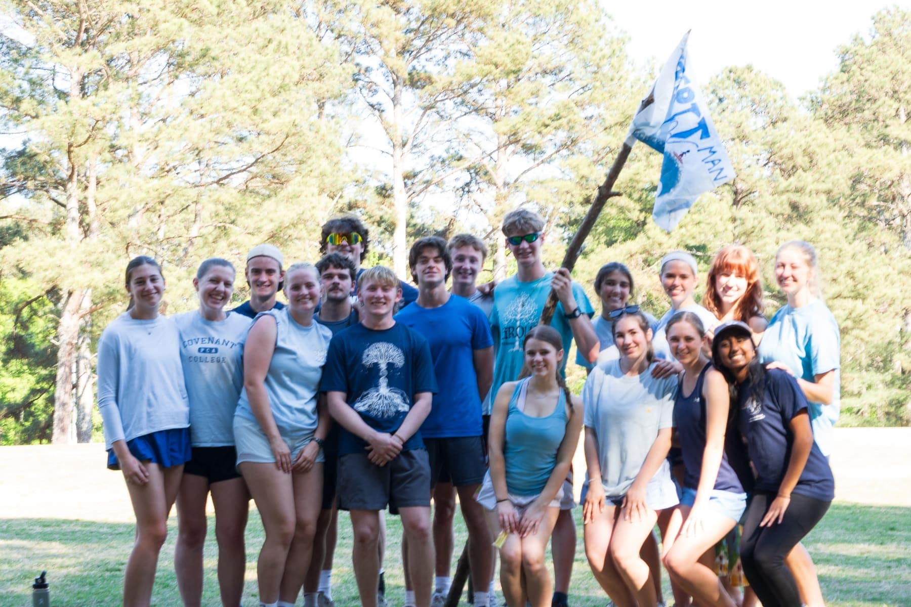 A large group of RUF at UGA students together at RUF Olympics
