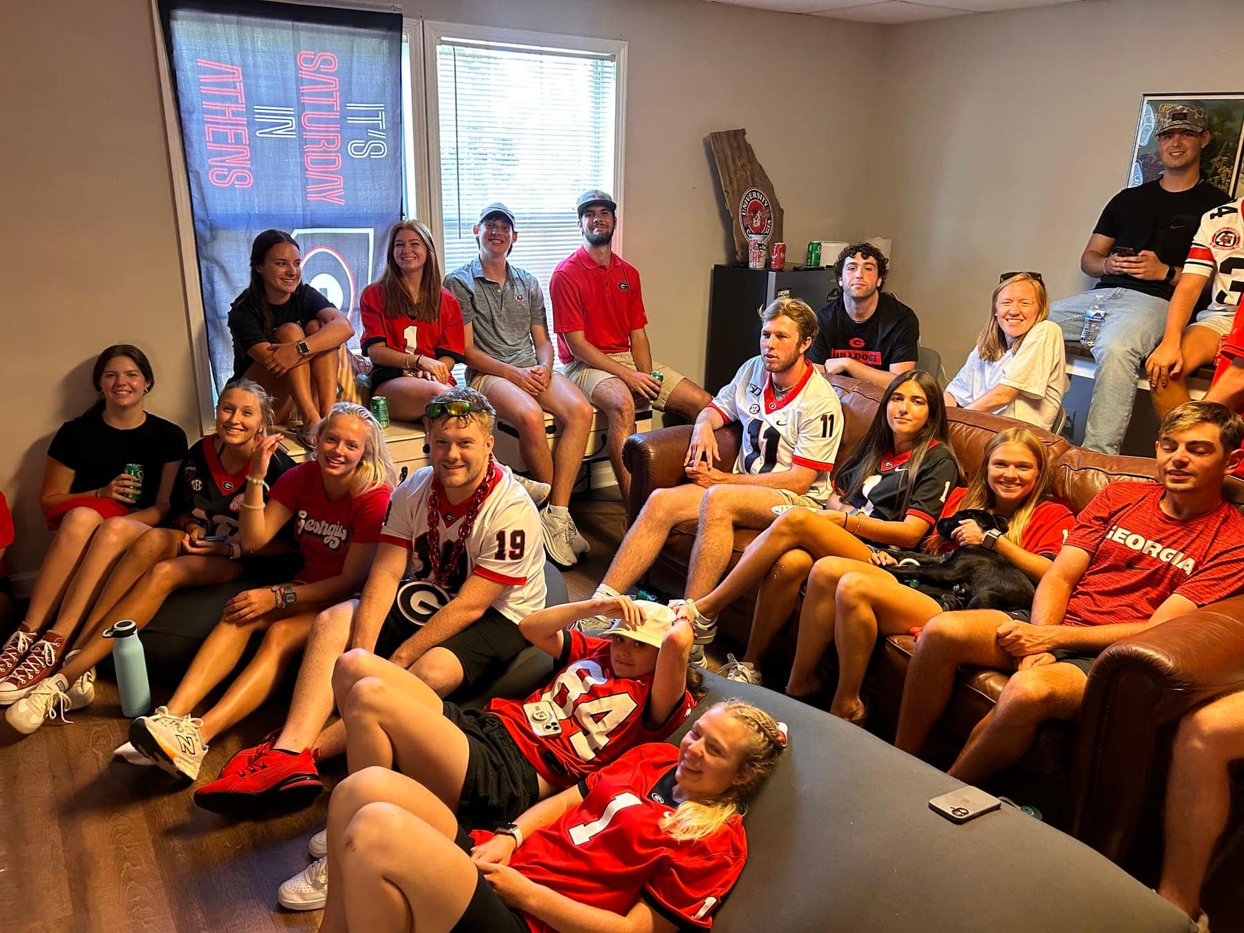 A large group of RUF at UGA students together at Watch Parties