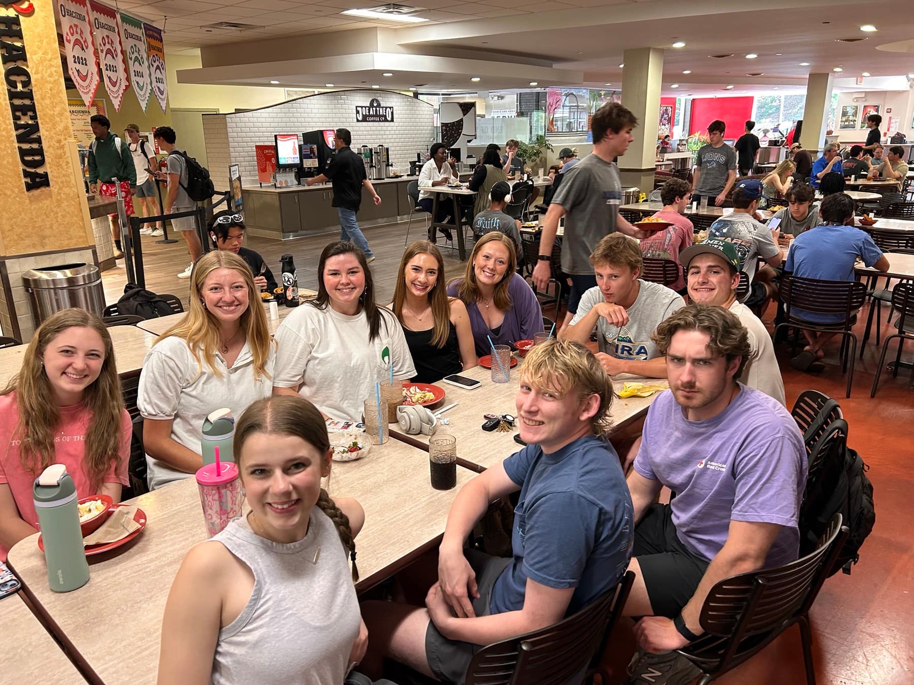 Friends gathered around the table at Freshman Lunch
