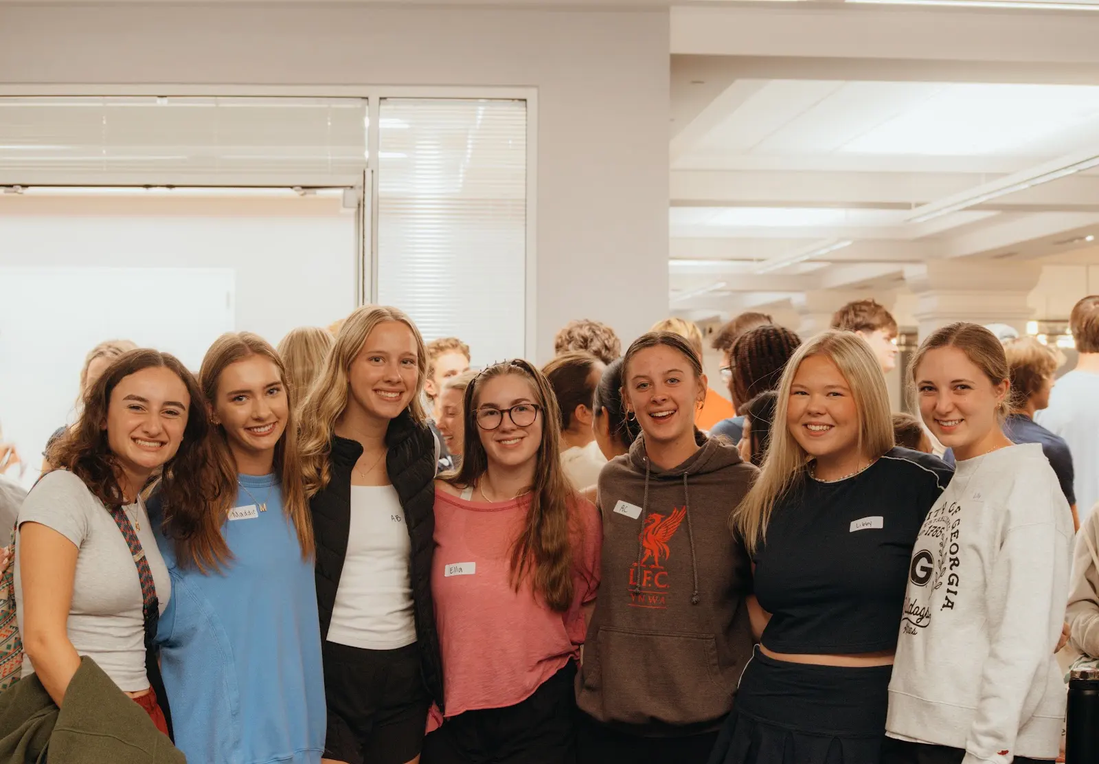 A large group of freshman women posing together